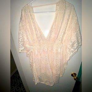 NWOT, Never worn but no tags, cream lace swim coverup.